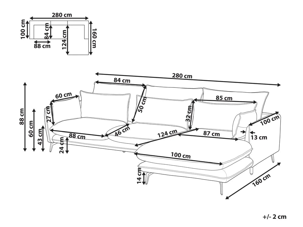 Corner Sofa 3 Seater Faux Suede Light Brown Left Hand Condrey