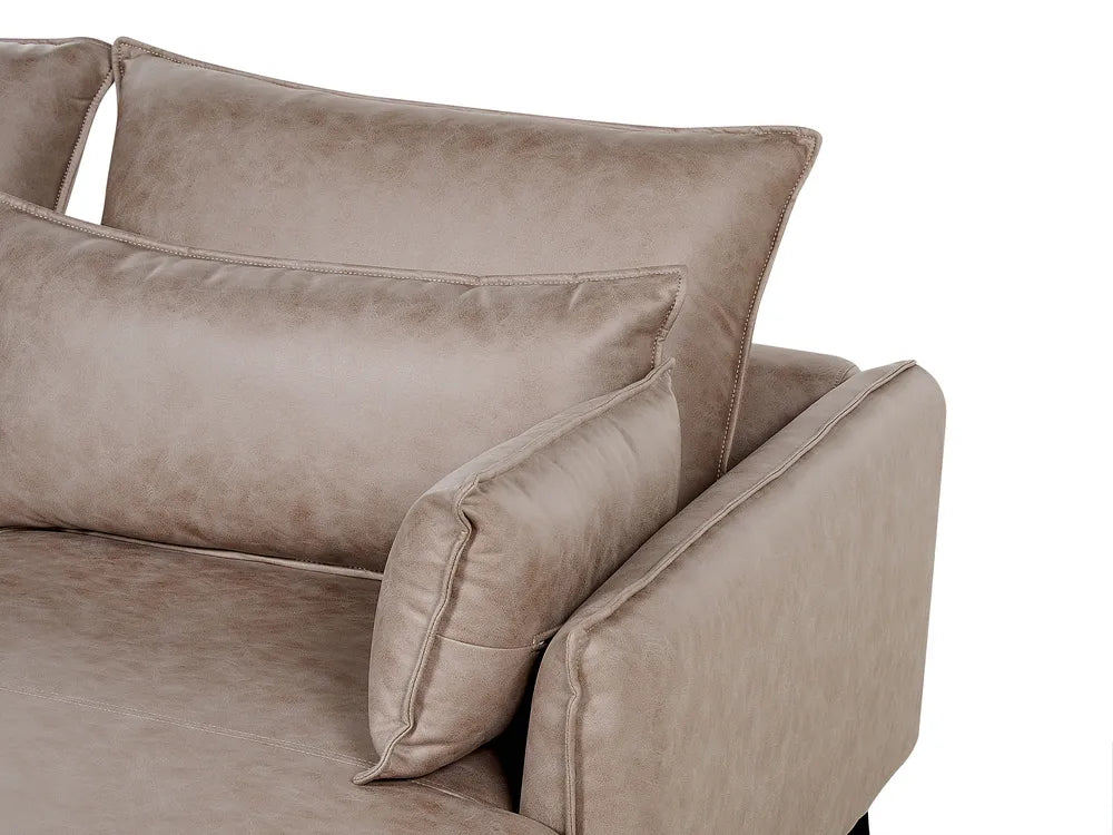 Corner Sofa 3 Seater Faux Suede Light Brown Left Hand Condrey