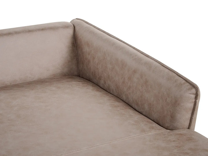 Corner Sofa 3 Seater Faux Suede Light Brown Left Hand Condrey