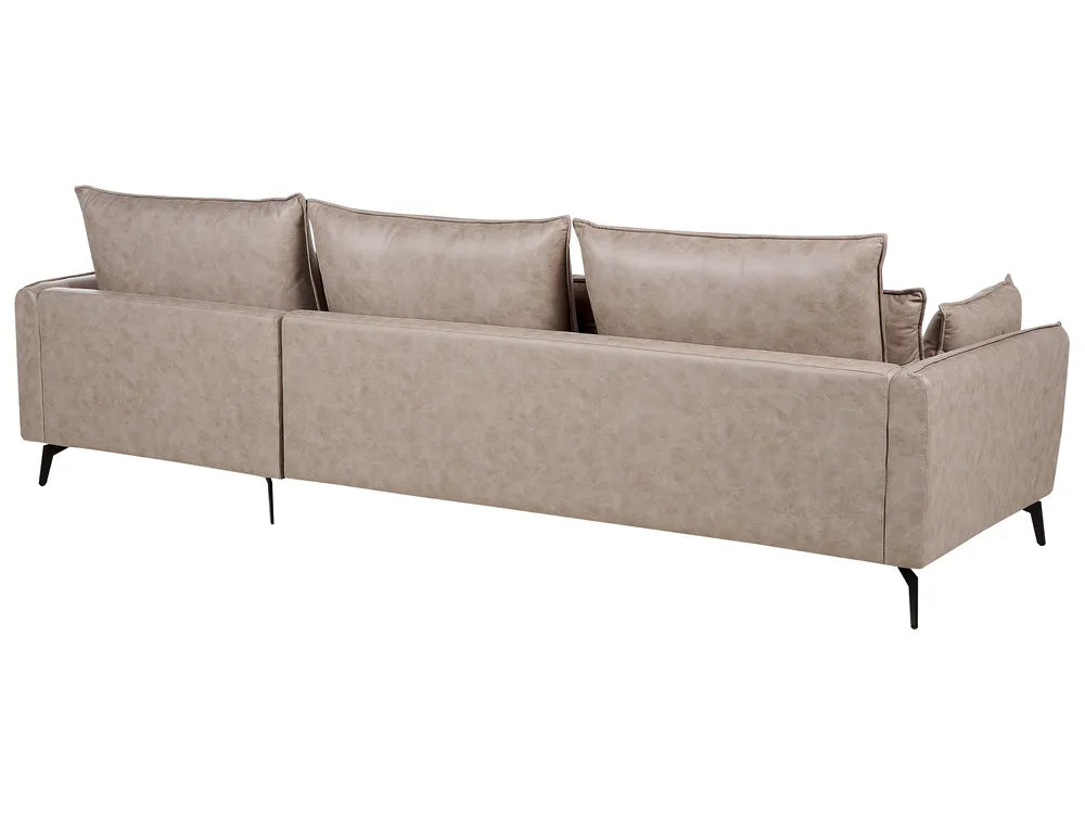 Corner Sofa 3 Seater Faux Suede Light Brown Left Hand Condrey