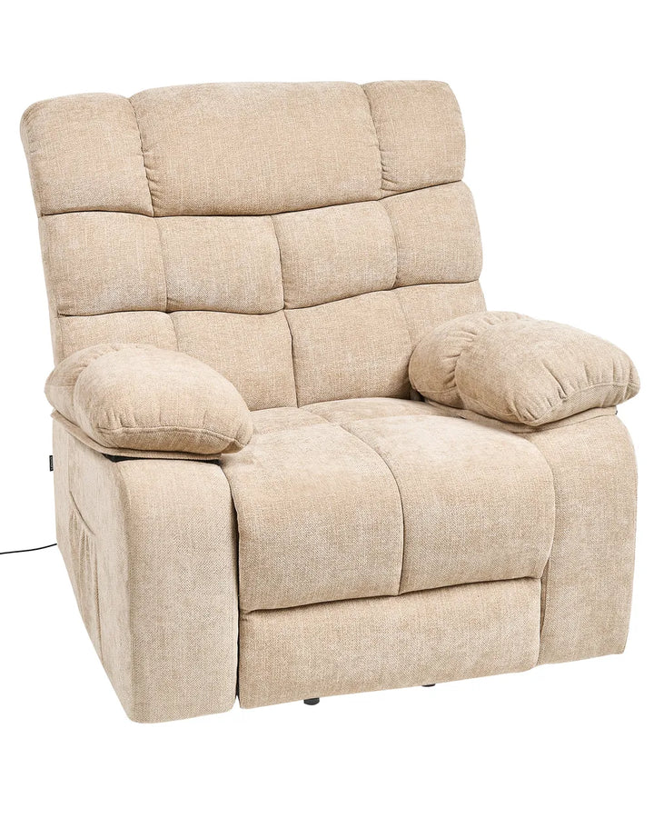 Electric Recliner Chair With Footrest Fabric Beige Keiven