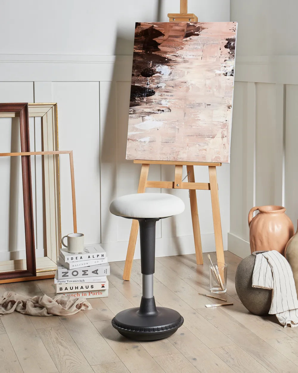 Wobble Stool Faux Leather White Norlene