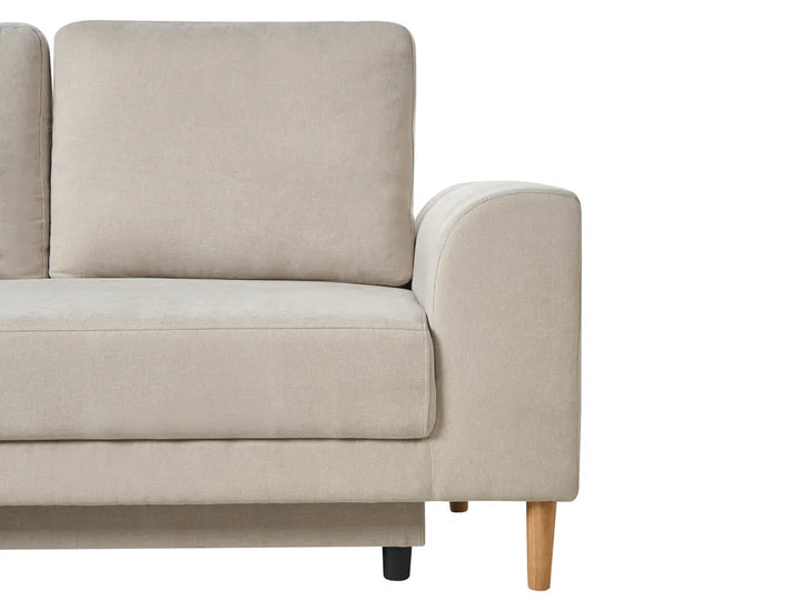 Corner Sofa Bed 3 Seater Chenille Light Beige Left Hand Keshvi