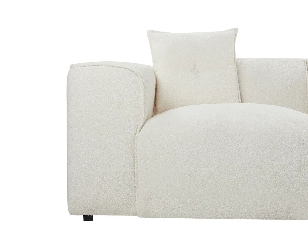 Corner Sofa 3 Seater Boucle Off-White Left Hand Rafael