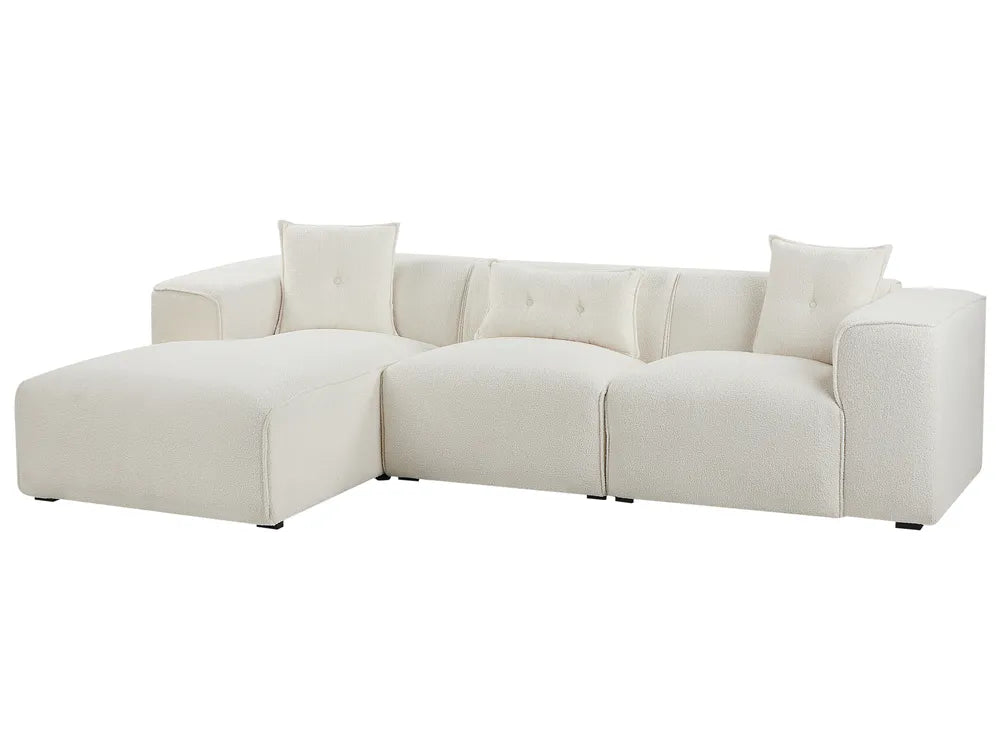 Corner Sofa 3 Seater Boucle Off-White Left Hand Rafael