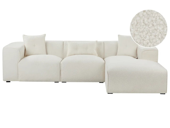 Corner Sofa 3 Seater Boucle Off-White Left Hand Rafael