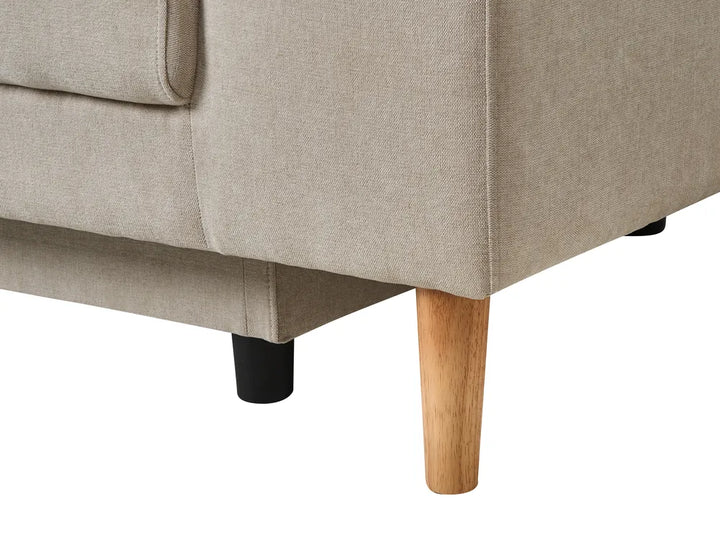 Corner Sofa Bed 3 Seater Chenille Light Beige Left Hand Keshvi