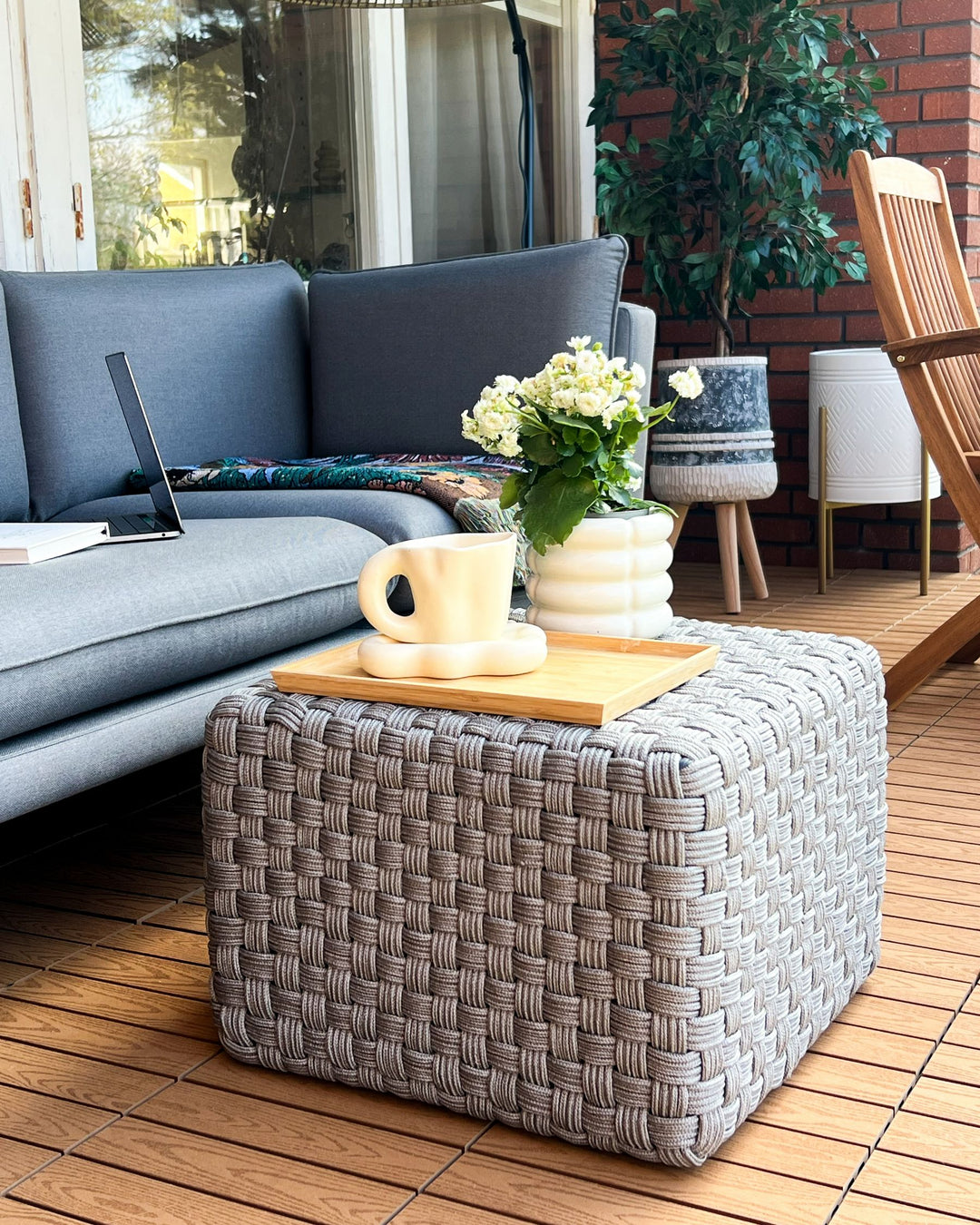 Loretello Garden Sofa 3 Seater Right Hand Grey