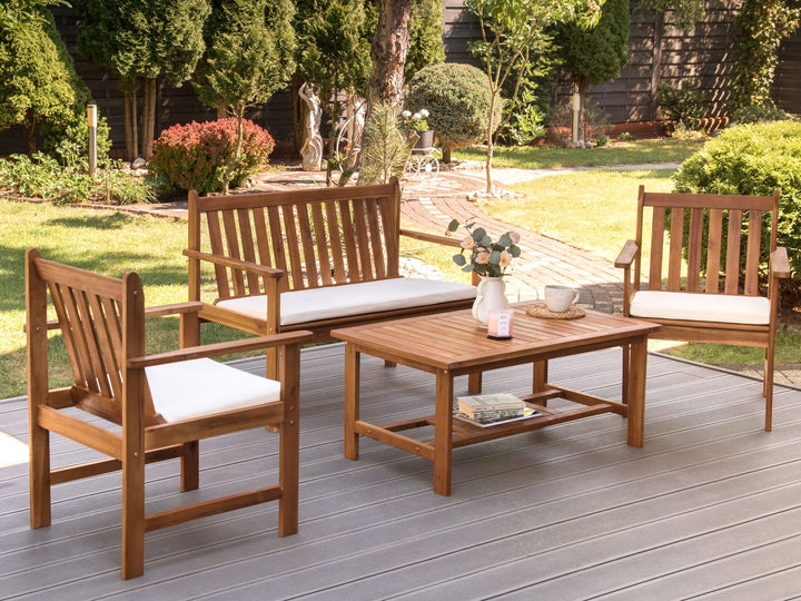 Altidona Garden Lounge Set with Table 4 Seater Acacia Wood Off-White