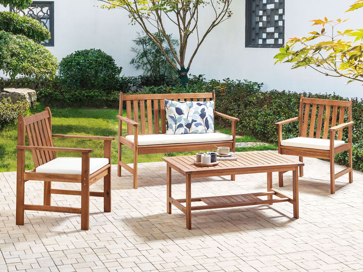 Altidona Garden Lounge Set with Table 4 Seater Acacia Wood Off-White