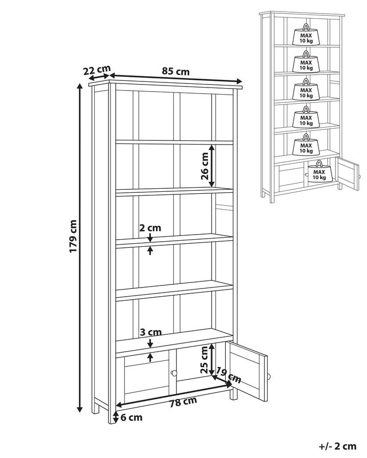 Bookcase Sassafras Wood 179 cm Brown Lakesha