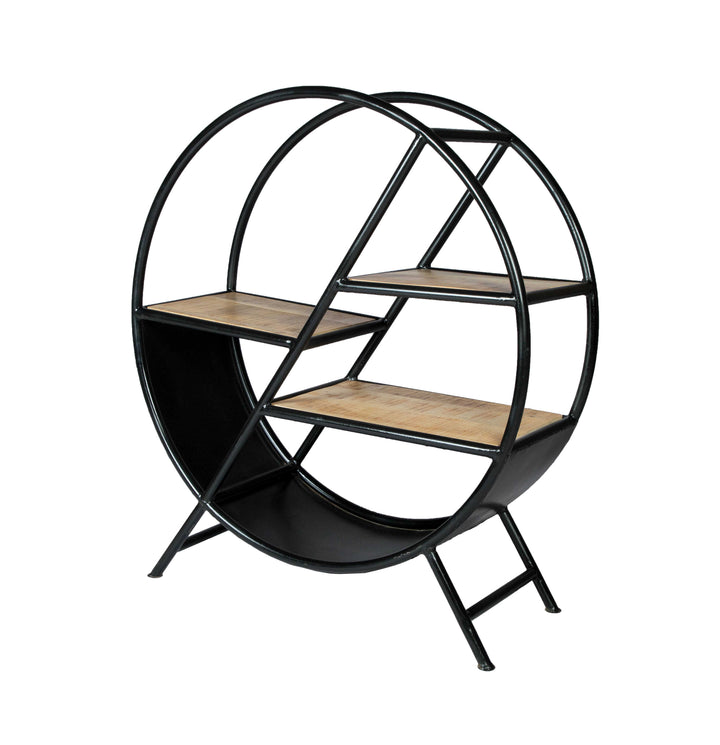 Cosmo Industrial Round Open Bookcase