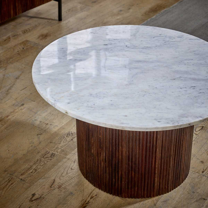 Opal Mango Wood Coffee Table With Marble Top