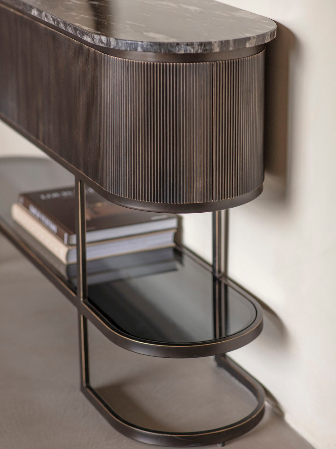 Libra Belvedere Black Oval Console Table