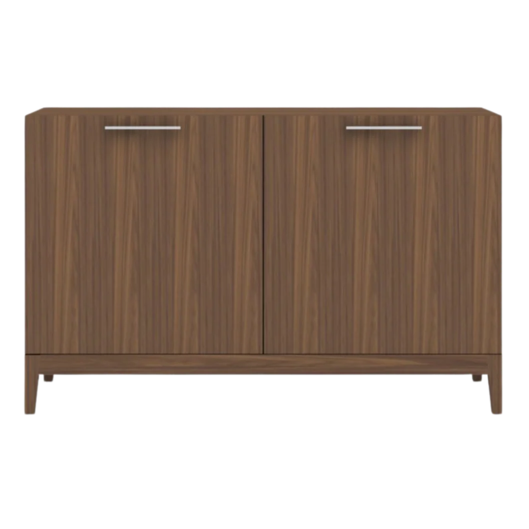 Wooden cabinet with two doors on a white background