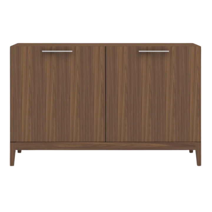 Wooden cabinet with two doors on a white background