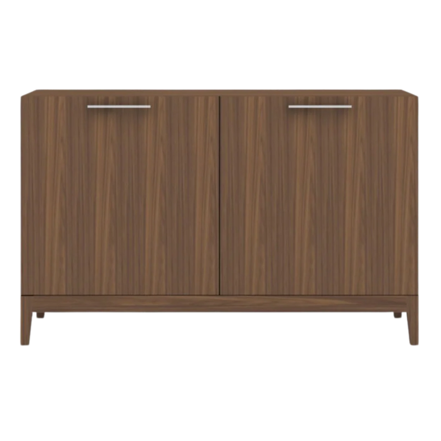 Wooden cabinet with two doors on a white background