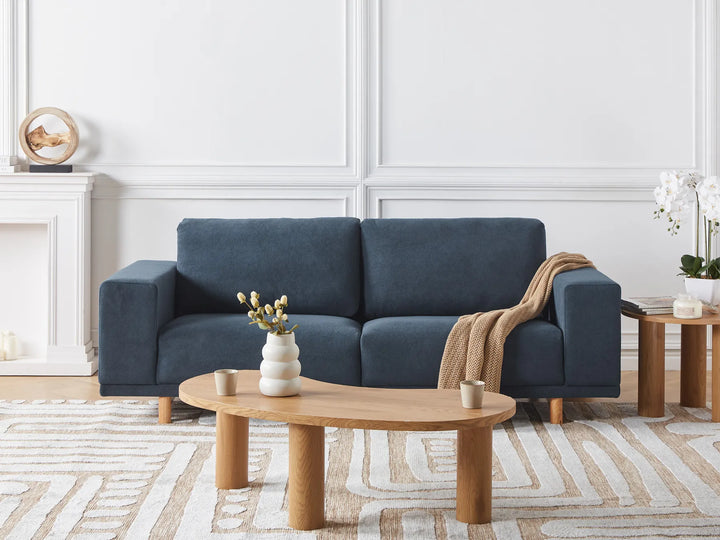 Sofa 3 Seater Fabric Dark Blue Caesyn