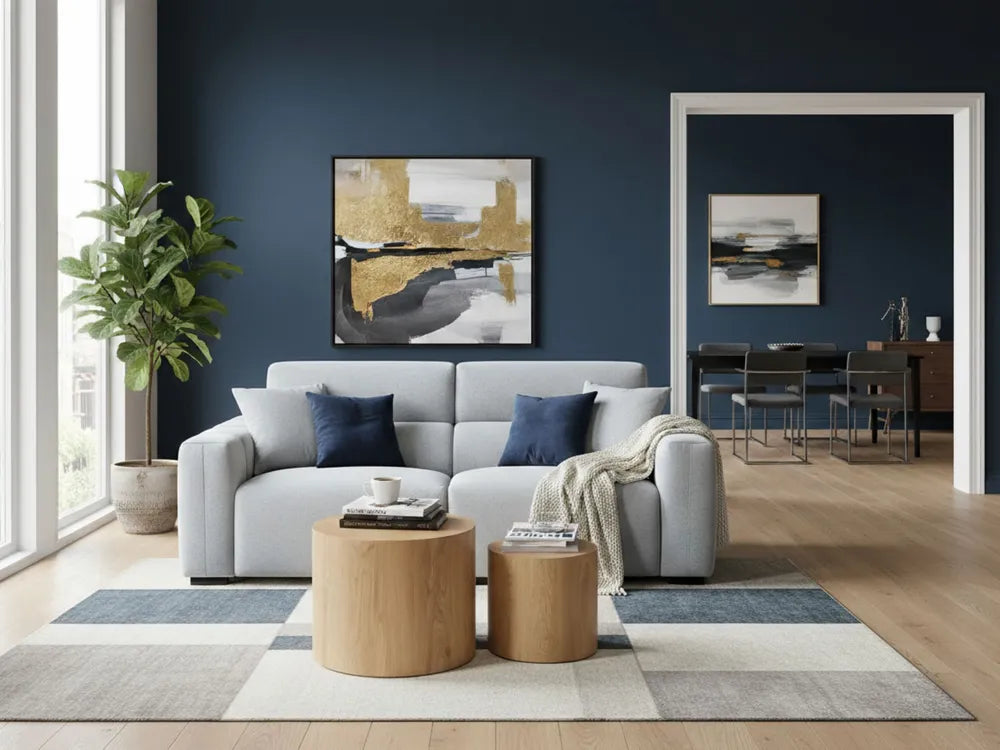 Sofa 3 Seater Fabric Light Blue Brisny