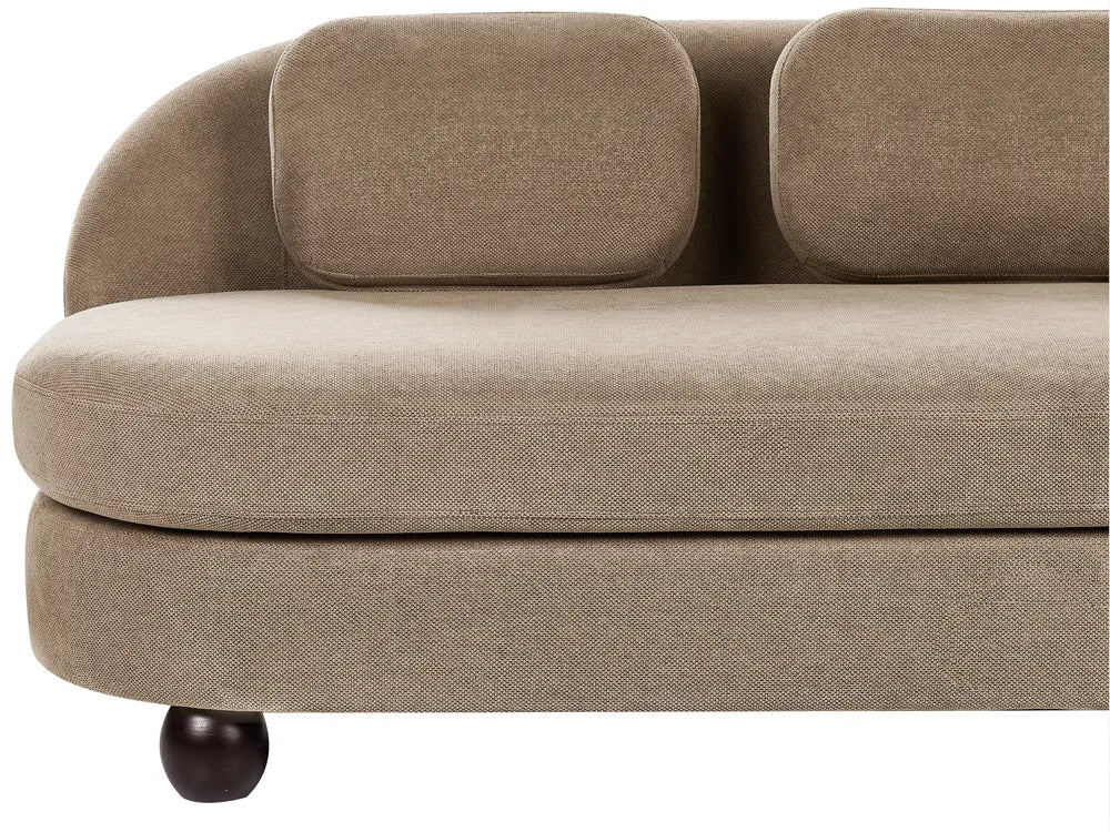 Sofa 3 Seater Fabric Light Brown Gabrielo
