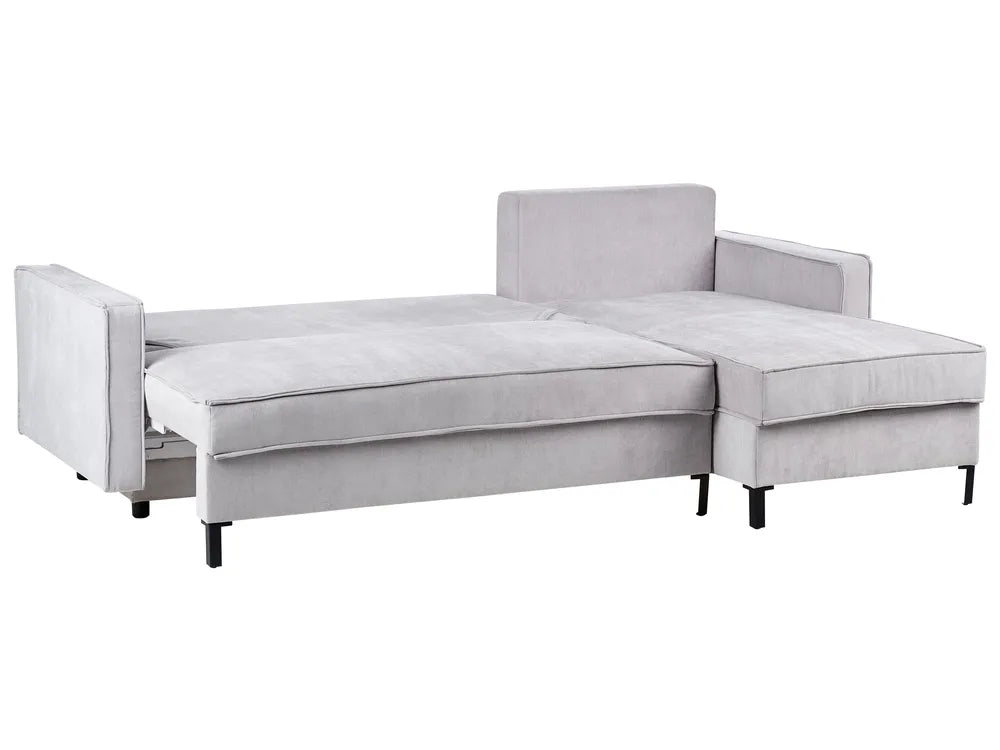 Corner Sofa Bed 3 Seater Fabric Light Grey with Storage Left Hand Bramblett