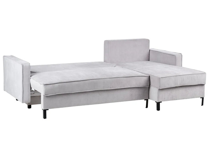 Corner Sofa Bed 3 Seater Fabric Light Grey with Storage Left Hand Bramblett