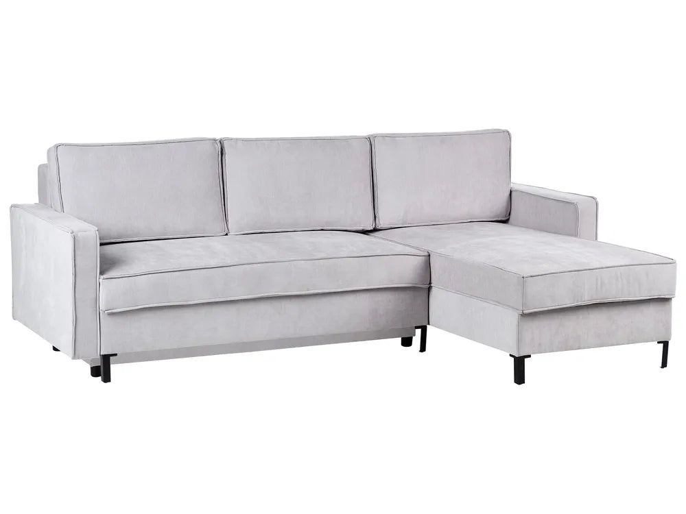 Corner Sofa Bed 3 Seater Fabric Light Grey with Storage Left Hand Bramblett