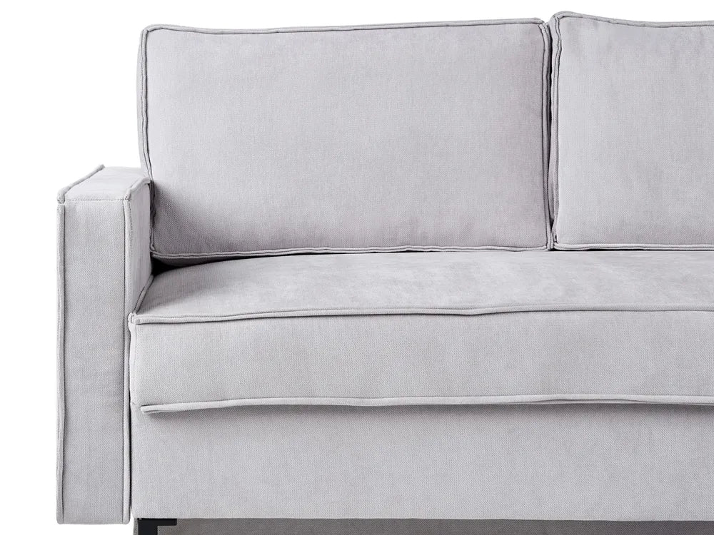 Corner Sofa Bed 3 Seater Fabric Light Grey with Storage Left Hand Bramblett