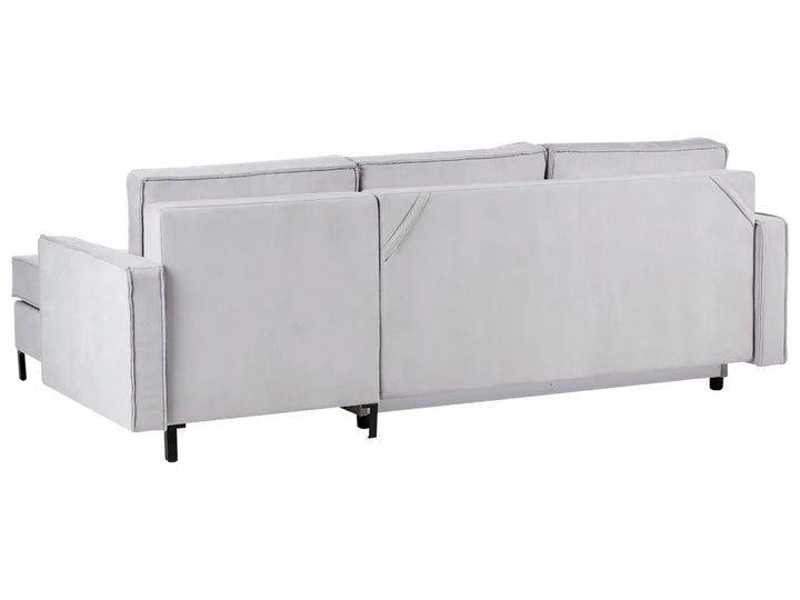 Corner Sofa Bed 3 Seater Fabric Light Grey with Storage Left Hand Bramblett