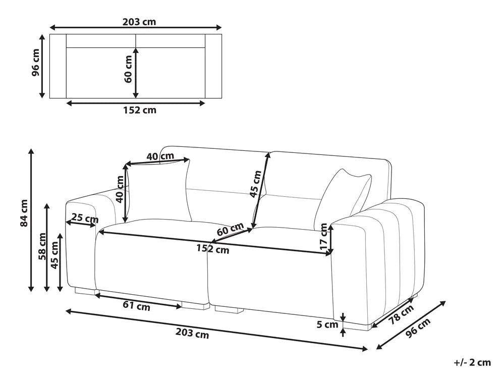 Sofa 3 Seater Fabric Light Brown Brisny