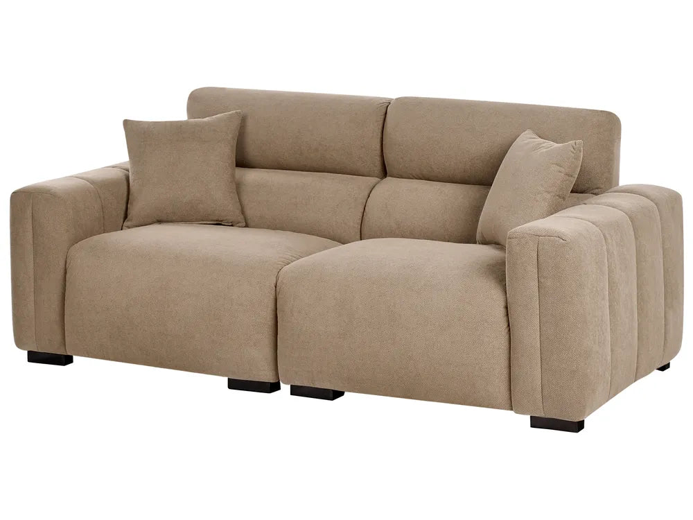 Sofa 3 Seater Fabric Light Brown Brisny