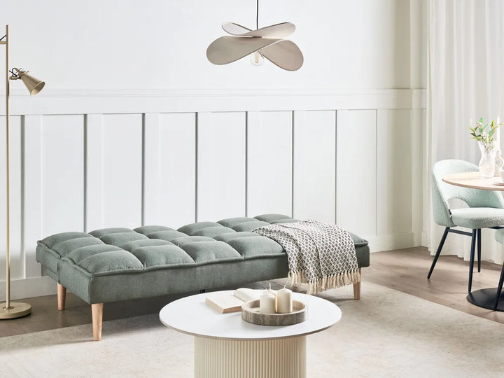 Sofa Bed 3 Seater Fabric Light Green Zineta