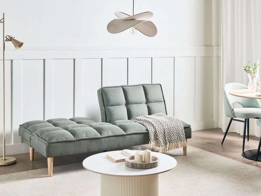 Sofa Bed 3 Seater Fabric Light Green Zineta