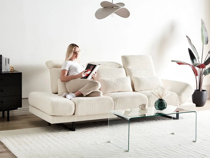 Sofa 3 Seater Corduroy Light Beige Shavera