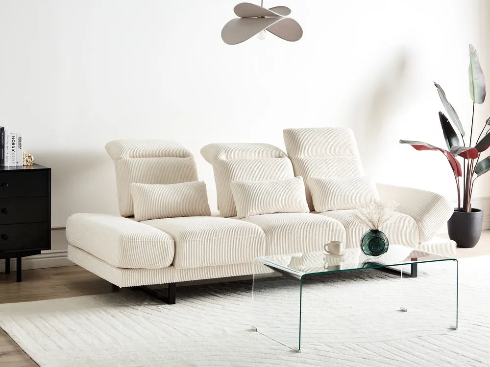 Sofa 3 Seater Corduroy Light Beige Shavera