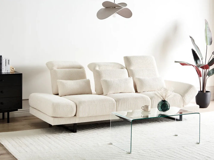 Sofa 3 Seater Corduroy Light Beige Shavera