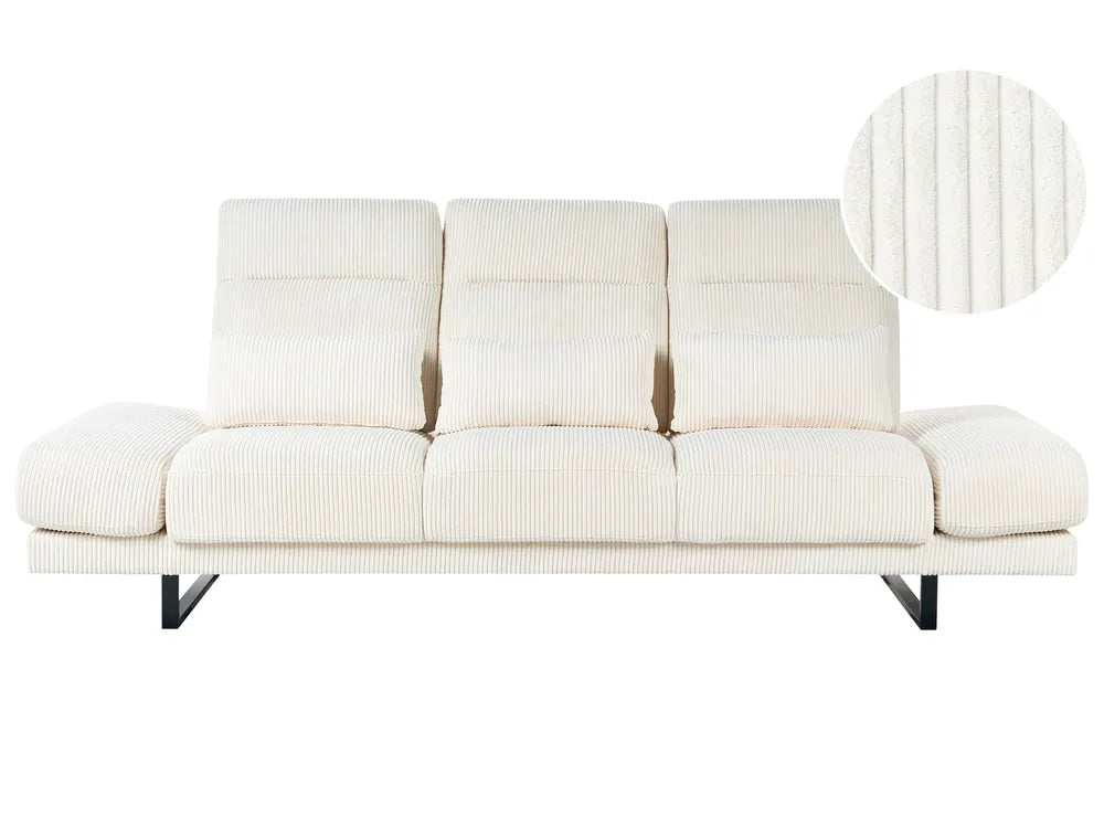 Sofa 3 Seater Corduroy Light Beige Shavera