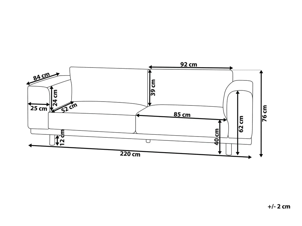 Sofa 3 Seater Fabric Red Caesyn