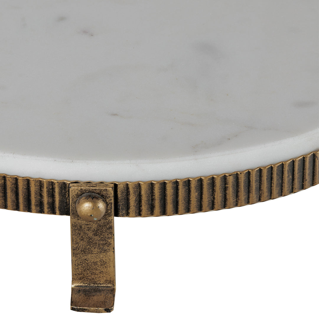 Libra Belvedere Aged Gold Oval One Tiered Stand