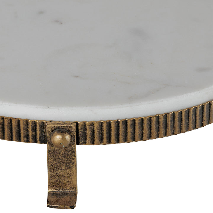 Libra Belvedere Aged Gold Oval One Tiered Stand