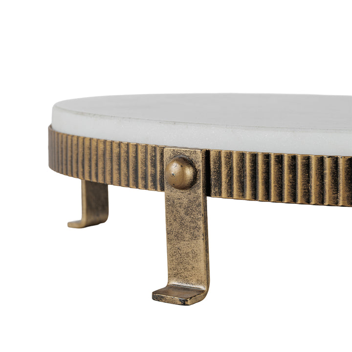 Libra Belvedere Aged Gold Oval One Tiered Stand