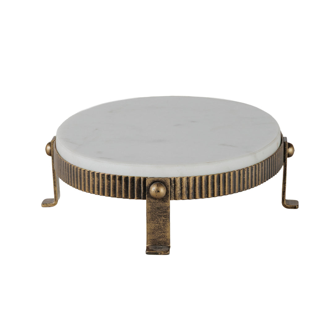 Libra Belvedere Aged Gold Oval One Tiered Stand