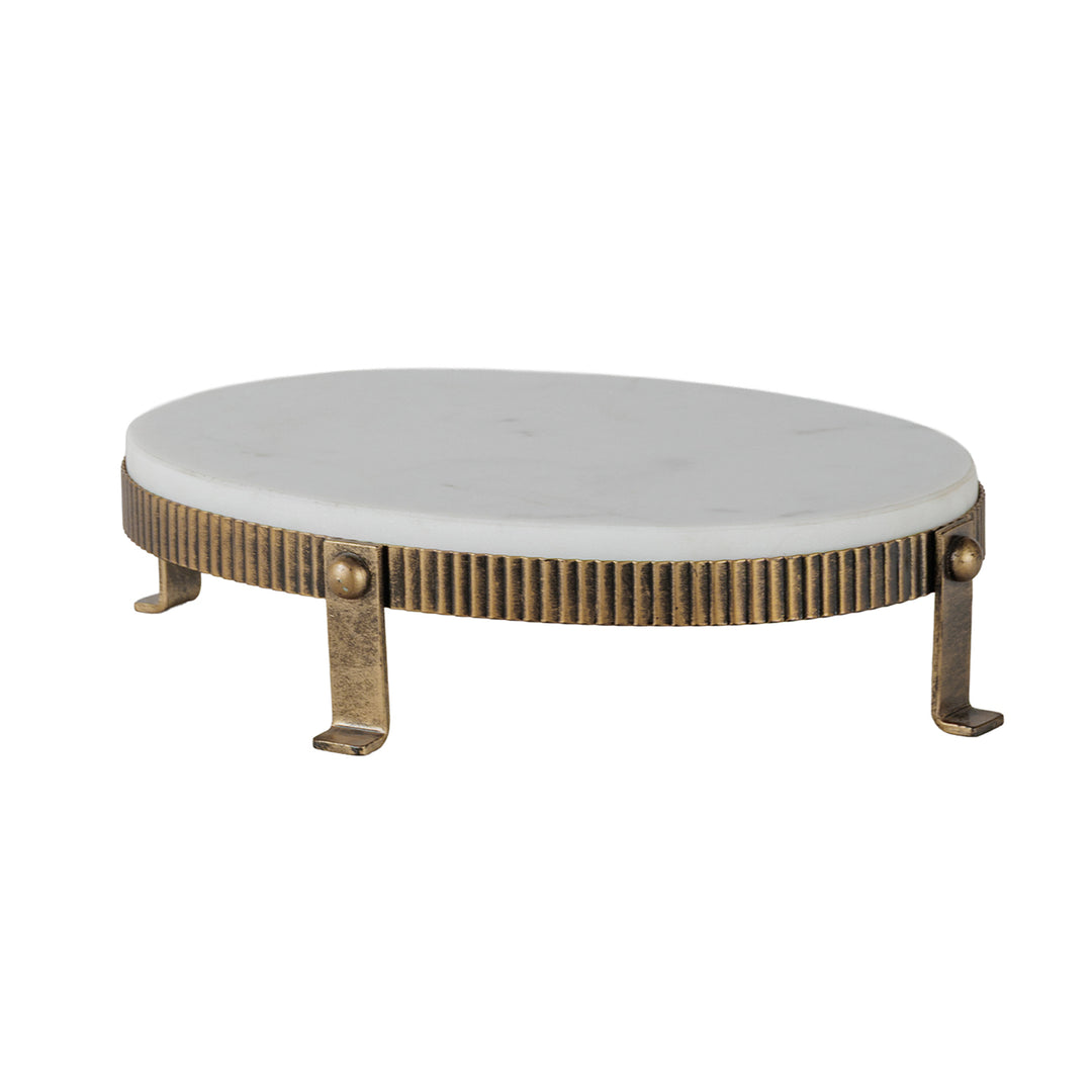 Libra Belvedere Aged Gold Oval One Tiered Stand