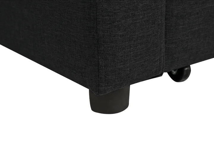 Sofa Bed 3 Seater Fabric Black Hildi