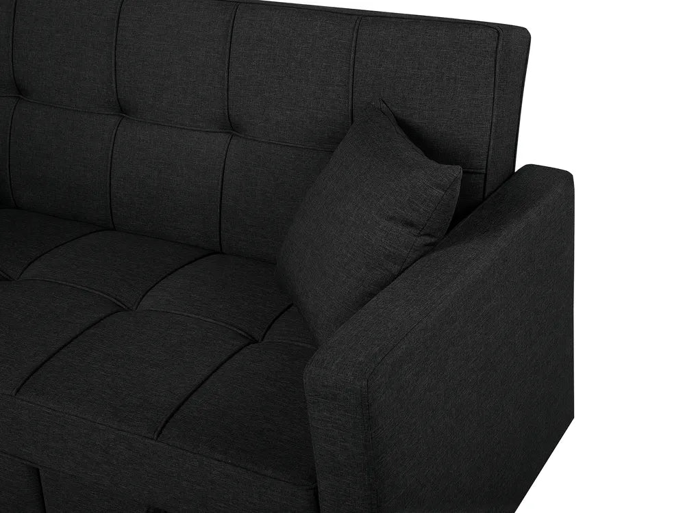 Sofa Bed 3 Seater Fabric Black Hildi