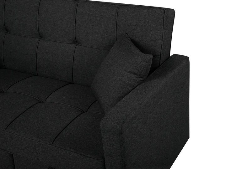 Sofa Bed 3 Seater Fabric Black Hildi