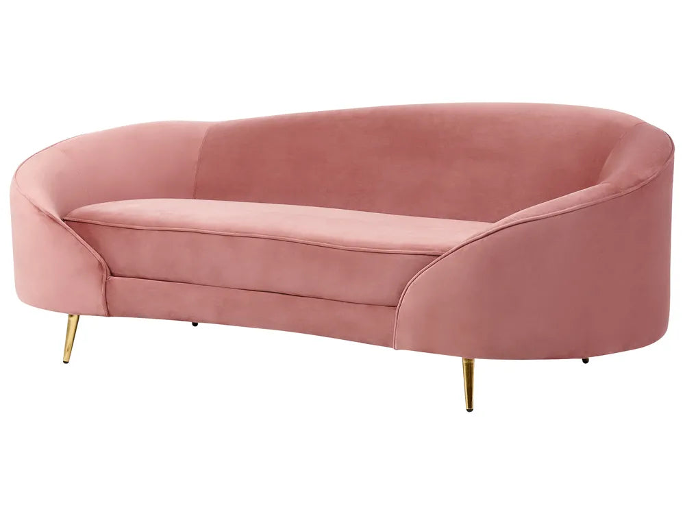 Sofa 3 Seater Velvet Pink Jannae