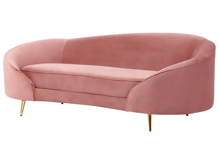 Sofa 3 Seater Velvet Pink Jannae