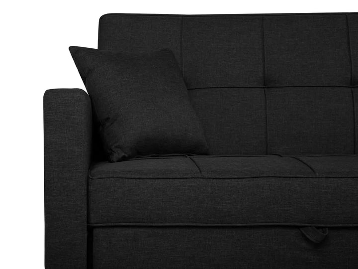 Sofa Bed 3 Seater Fabric Black Hildi
