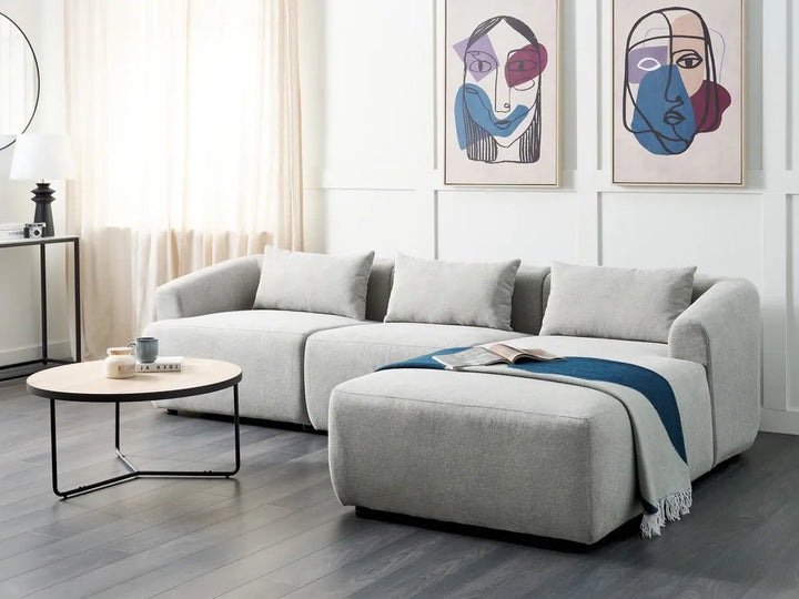 Corner Sofa 3 Seater Fabric Grey Left Hand Sickels